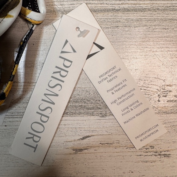 Prismsport Strappy Yellow Leaf Sports Bra Mesh NWT Small - Picture 8 of 8